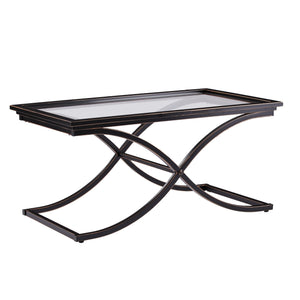 Homeroots 42" Black Glass And Metal Rectangular Coffee Table   402094