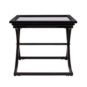 Homeroots 42" Black Glass And Metal Rectangular Coffee Table   402094