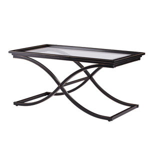 Homeroots 42" Black Glass And Metal Rectangular Coffee Table   402094