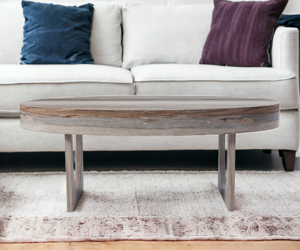 Homeroots 43" Brown Solid Manufactured Wood Oval Coffee Table   402095