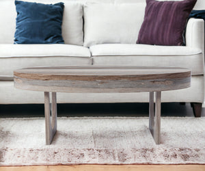 Homeroots 43" Brown Solid Manufactured Wood Oval Coffee Table   402095