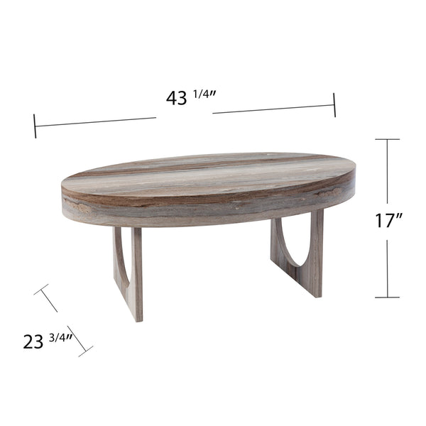Homeroots 43" Brown Solid Manufactured Wood Oval Coffee Table   402095