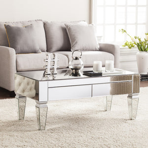 Homeroots 41" Silver Glass With Iron Mirrored Coffee Table   402097