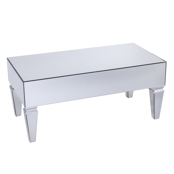Homeroots 41" Silver Glass With Iron Mirrored Coffee Table   402097