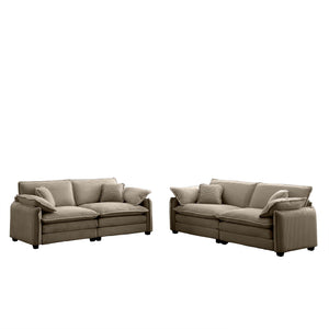 English Elm Modern Two-Piece Sofa Set In Tan Corduroy – Stylish, Comfortable Seating For Living Rooms & Bedrooms W714S00712