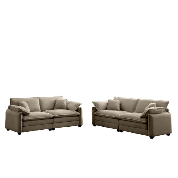 English Elm Modern Two-Piece Sofa Set In Tan Corduroy – Stylish, Comfortable Seating For Living Rooms & Bedrooms W714S00712