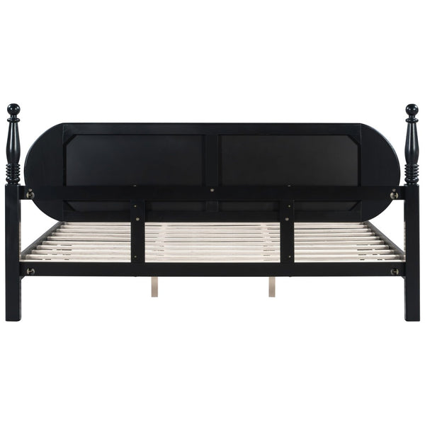 English Elm King Platform Bed Solid Wood Frame Navy Velvet Headboard Modern Bedroom Furniture N770PK379966C
