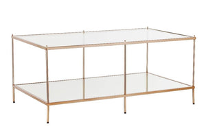Homeroots 42" Clear And Gold Glass And Metal Coffee Table   402101