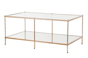 Homeroots 42" Clear And Gold Glass And Metal Coffee Table   402101