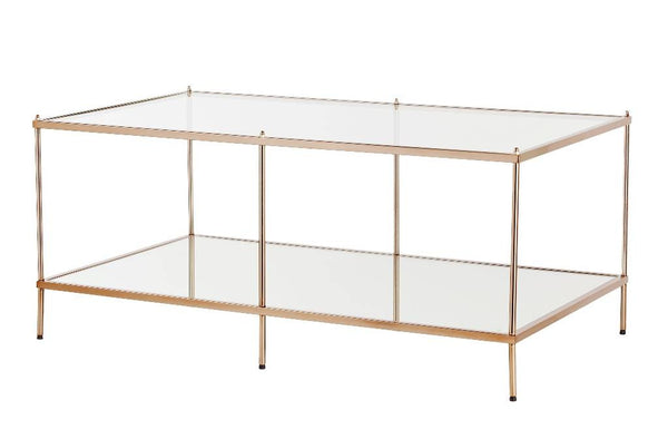 Homeroots 42" Clear And Gold Glass And Metal Coffee Table   402101