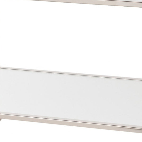 Homeroots 43" Silver Mirrored And Metal Rectangular Mirrored Coffee Table   402102