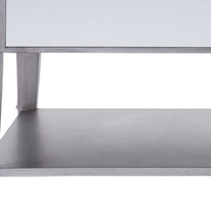 HomeRoots 29" Silver Mirrored Square Coffee Table with Stylish Shelf - Modern Glam for Living Room & Office 402105