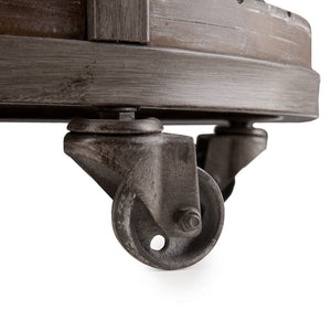 Homeroots 32" Brown Rustic And Distressed Round Two Tier Rolling Coffee Table   402112