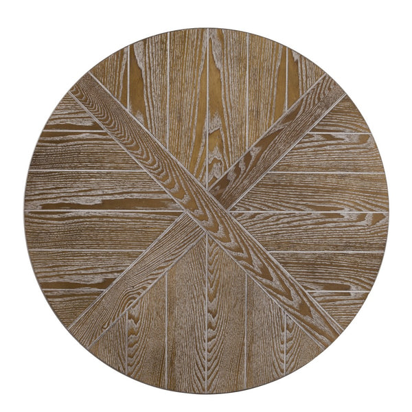 Homeroots 32" Brown Rustic And Distressed Round Two Tier Rolling Coffee Table   402112