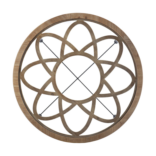 Homeroots 33" Floral Design Glass Top Round Coffee Table   402113