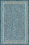 Unique Loom Outdoor Border Soft Border Machine Made Border Rug Teal, Ivory/Gray 5' 1" x 8' 0"