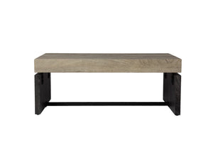 Homeroots 44" Natural And Black Chunky  Wood With Iron Coffee Table   402114