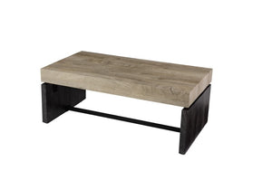 Homeroots 44" Natural And Black Chunky  Wood With Iron Coffee Table   402114