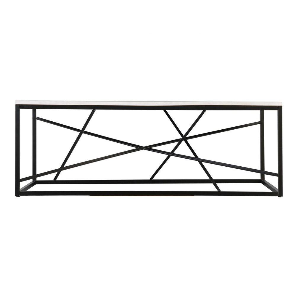 Homeroots 50" Black And White Faux Marble And Metal Geo Rectangular Coffee Table   402115