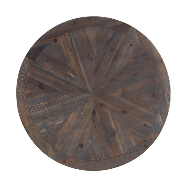 Homeroots 36" Natural And Brown Reclaimed Wood And Metal Round Coffee Table   402119