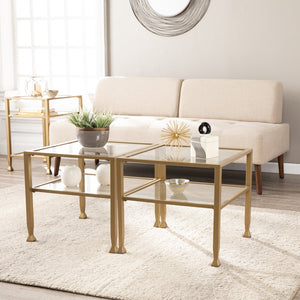 Homeroots 21" Gold Glass And Metal Square Coffee Table   402120