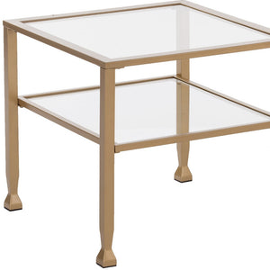 Homeroots 21" Gold Glass And Metal Square Coffee Table   402120