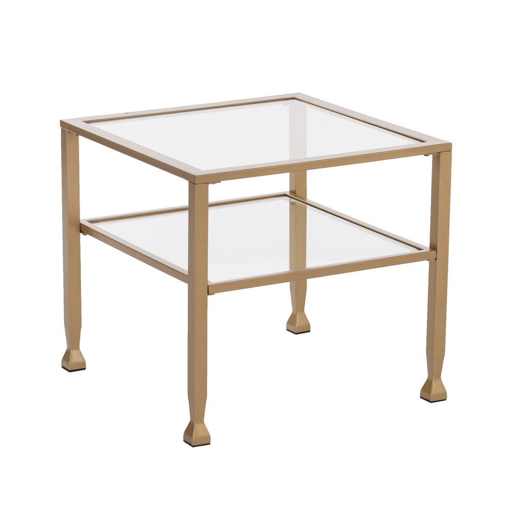 Homeroots 21" Gold Glass And Metal Square Coffee Table   402120