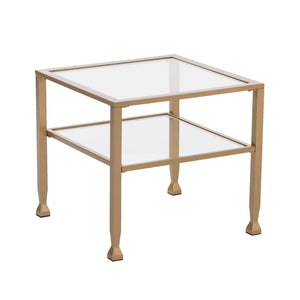 Homeroots 21" Gold Glass And Metal Square Coffee Table   402120