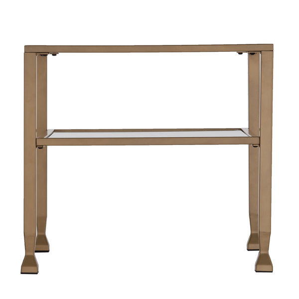 Homeroots 21" Gold Glass And Metal Square Coffee Table   402120