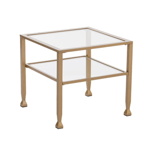 Homeroots 21" Gold Glass And Metal Square Coffee Table   402120
