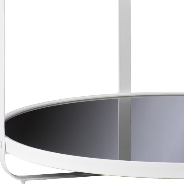 Homeroots 32" White Glass And Metal Two Tier Round Coffee Table   402122