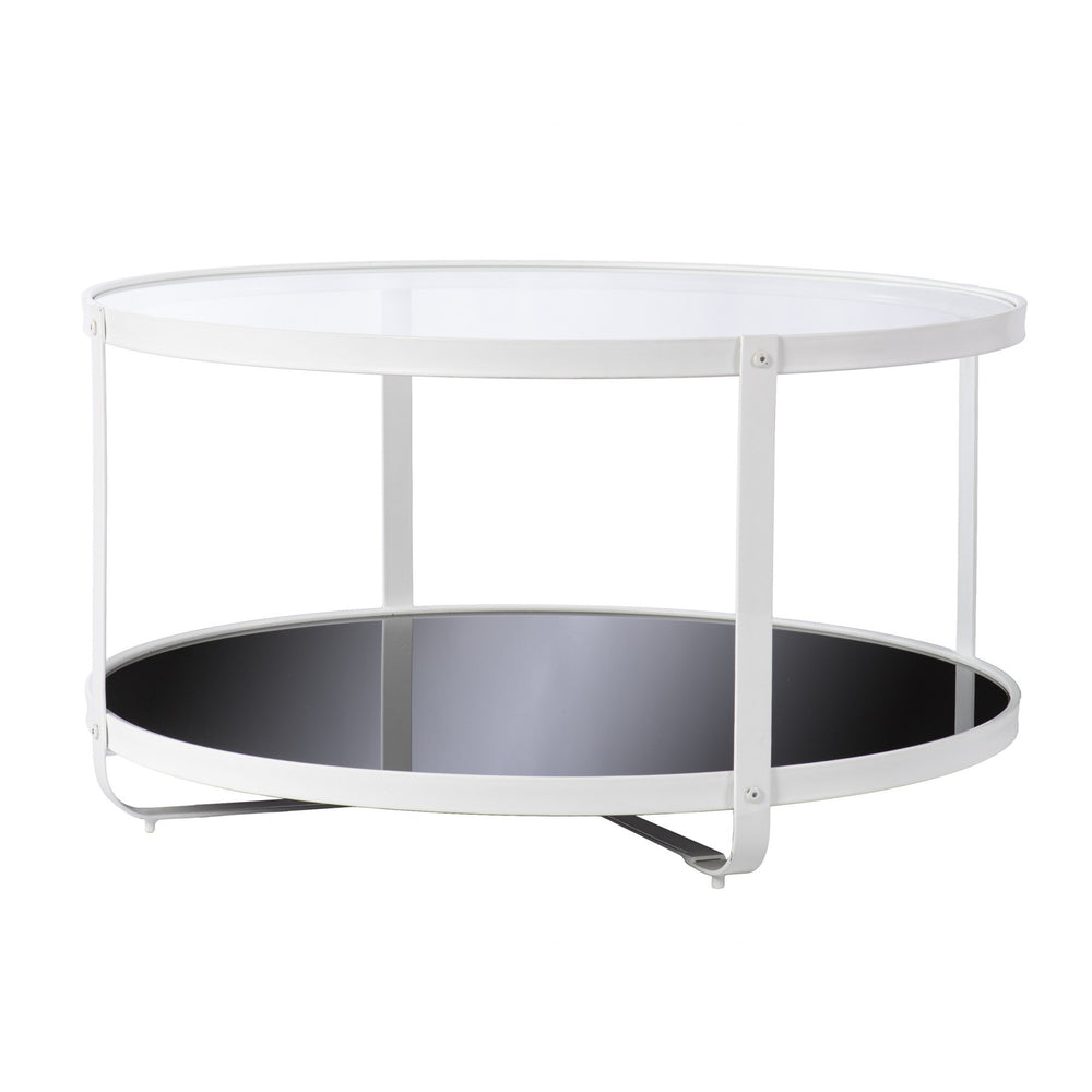 Homeroots 32" White Glass And Metal Two Tier Round Coffee Table   402122