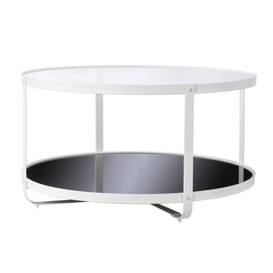 Homeroots 32" White Glass And Metal Two Tier Round Coffee Table   402122