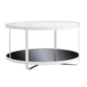 Homeroots 32" White Glass And Metal Two Tier Round Coffee Table   402122
