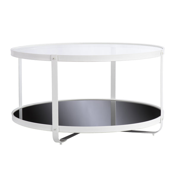 Homeroots 32" White Glass And Metal Two Tier Round Coffee Table   402122