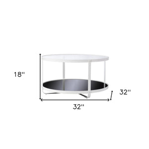 Homeroots 32" White Glass And Metal Two Tier Round Coffee Table   402122