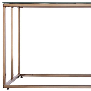 Homeroots 42" Champagne Glass And Metal Geometric Coffee Table   402124