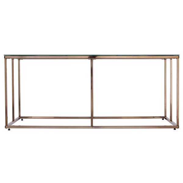 Homeroots 42" Champagne Glass And Metal Geometric Coffee Table   402124