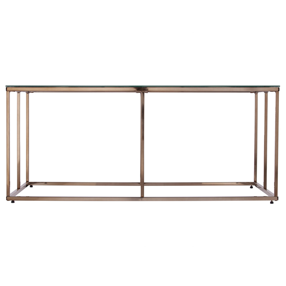 Homeroots 42" Champagne Glass And Metal Geometric Coffee Table   402124