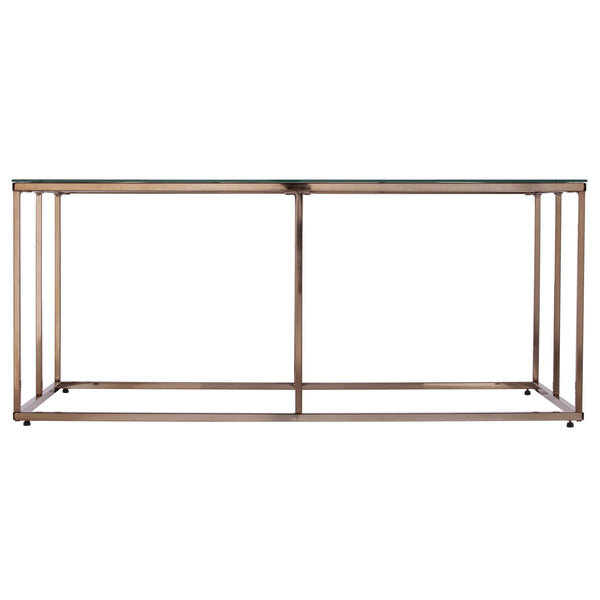 Homeroots 42" Champagne Glass And Metal Geometric Coffee Table   402124