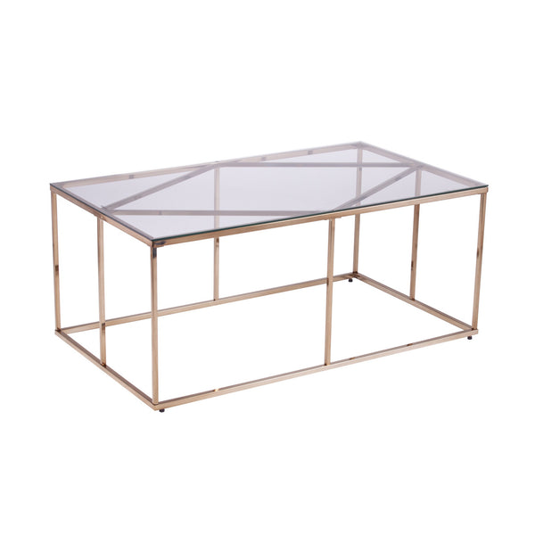 Homeroots 42" Champagne Glass And Metal Geometric Coffee Table   402124