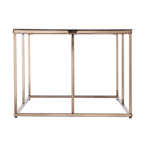 Homeroots 42" Champagne Glass And Metal Geometric Coffee Table   402124