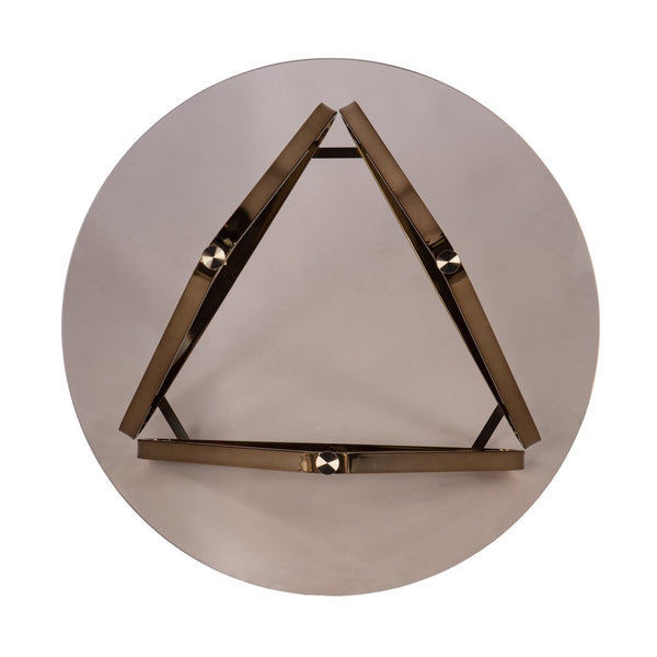 Homeroots 31" Champagne Glass And Metal Round Coffee Table   402129