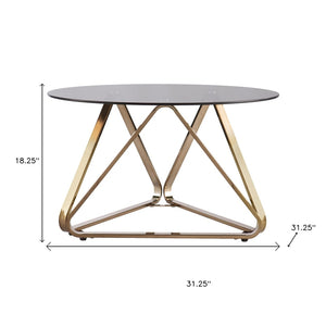 HomeRoots 31" Smoky Black Glass & Gold Metal Round Coffee Table – Modern Design for Stylish Living Spaces 402129
