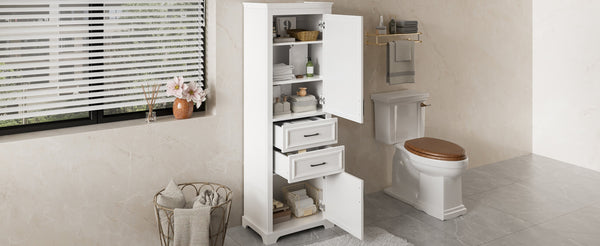 English Elm 71-inch Freestanding Bathroom Vanity with Soft-Close Doors, Adjustable Shelves, Drawers & Anti-Tip Stability N729P335588K