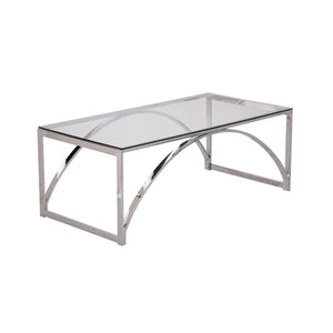 Homeroots 48" Chrome Glass And Metal Rectangular Coffee Table   402130