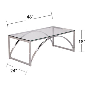 Homeroots 48" Chrome Glass And Metal Rectangular Coffee Table   402130