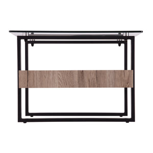 Homeroots 42" Natural And Natural Brown Glass And Metal Rectangular Coffee Table   402131