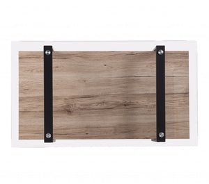 Homeroots 42" Natural And Natural Brown Glass And Metal Rectangular Coffee Table   402131