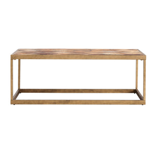 Homeroots 48" Natural And Natural Brown Solid Wood And Metal Rectangular Coffee Table   402133